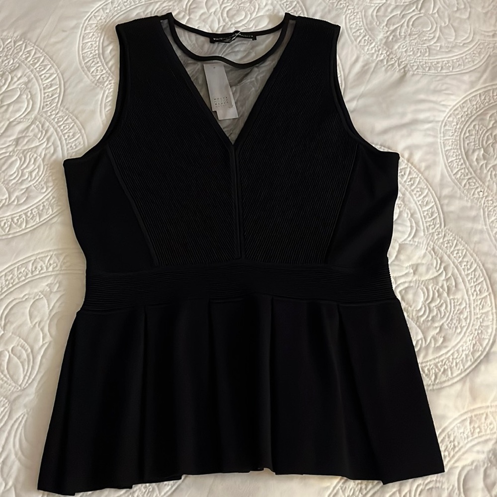 WHITE HOUSE | BLACK MARKET Sleeveless Top with Pleated Peplum Ladies SZ Small